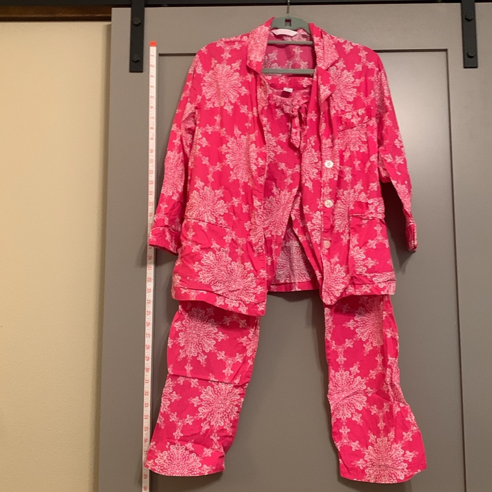 Victoria’s Secret Paisley Floral Hot Pink Pajama Set 100% Cotton Sleepwear XS